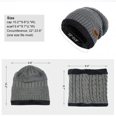 Skullies & Beanies Winter Beanie Hat Scarf Set Warm Knit Hat Thick Skull Cap for Men Women - Light Grey - C418I0RCRHL $10.33