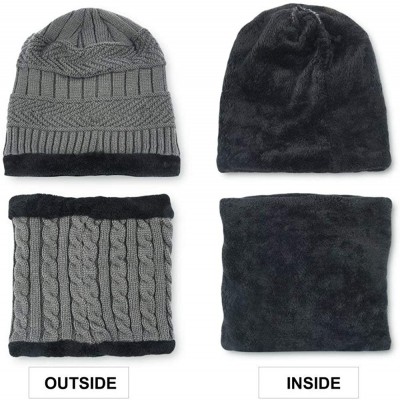 Skullies & Beanies Winter Beanie Hat Scarf Set Warm Knit Hat Thick Skull Cap for Men Women - Light Grey - C418I0RCRHL $10.33