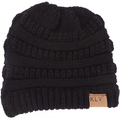 Skullies & Beanies Women's Cat Ears Hat Skull Knit Horsetail Wool Cap - Black - CP188GG7LZ3 $11.54