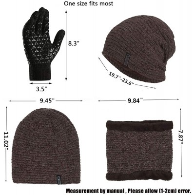 Skullies & Beanies Hat Beanie Scarf Scarves Gloves Combo Adult Women Men Winter Warm Snow Skull Cap Set Touch Glove Mittens J...