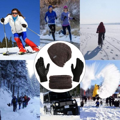 Skullies & Beanies Hat Beanie Scarf Scarves Gloves Combo Adult Women Men Winter Warm Snow Skull Cap Set Touch Glove Mittens J...