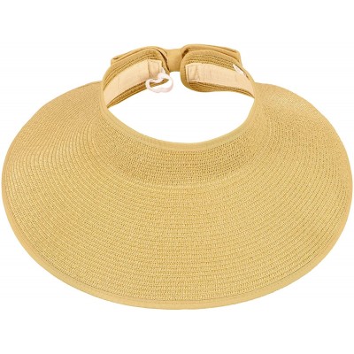 Sun Hats Spring/Summer Classics Edition Straw Roll-able Sun Visor Hat - Beige - CN198KOHEEI $18.35