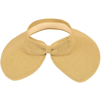 Sun Hats Spring/Summer Classics Edition Straw Roll-able Sun Visor Hat - Beige - CN198KOHEEI $18.35