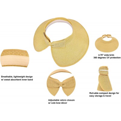 Sun Hats Spring/Summer Classics Edition Straw Roll-able Sun Visor Hat - Beige - CN198KOHEEI $18.35