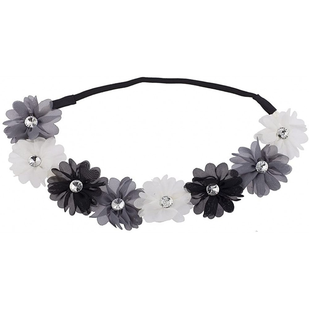 Headbands Burgundy Violet Crystal Stone Floral Elastic Headwrap Headband - multicoloured - C612N6E2GJR $8.39