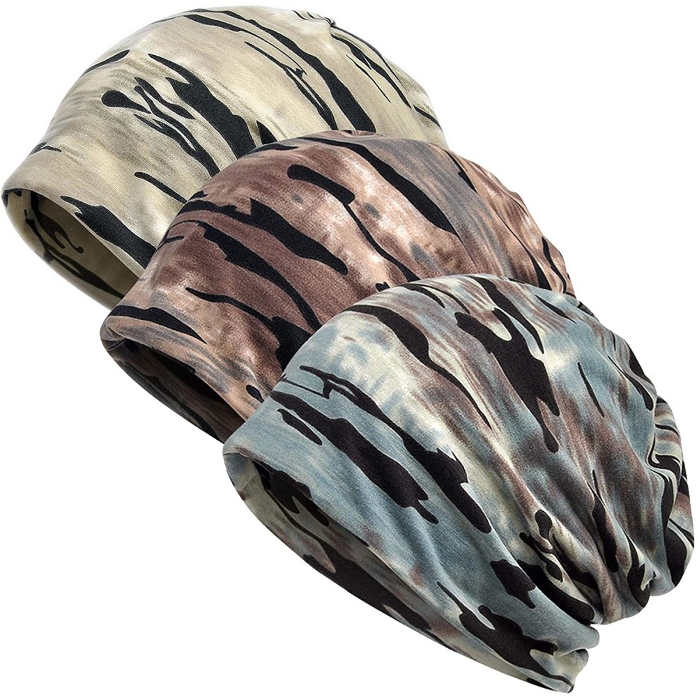 Skullies & Beanies Women's Baggy Slouchy Beanie Chemo Cap for Cancer Patients - 3 Pack Khaki & Brown & Gray - CE195T9YCW6 $16.70