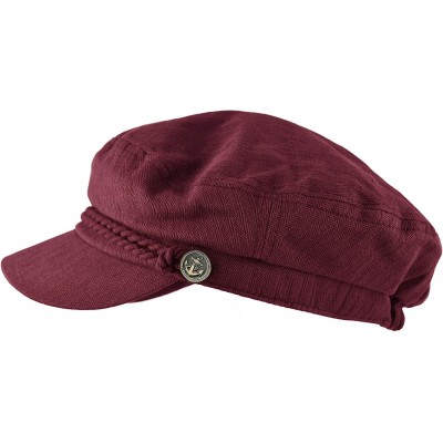 Newsboy Caps Mens Women Mariner Skipper Cap Cotton Greek Fisherman Hat Newsboy Sailor Fiddler Cap - Burgundy - CK18R3YE68S $1...