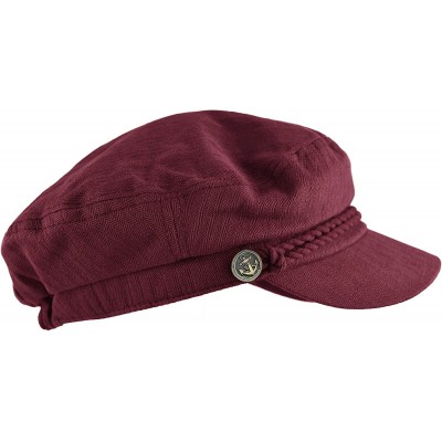 Newsboy Caps Mens Women Mariner Skipper Cap Cotton Greek Fisherman Hat Newsboy Sailor Fiddler Cap - Burgundy - CK18R3YE68S $1...