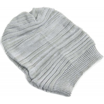 Skullies & Beanies Unisex Beanie Hat Slouchy Knit Cap Skullcap Stripe Baggy Style 1017 - White - CI128ZOVVL1 $8.15