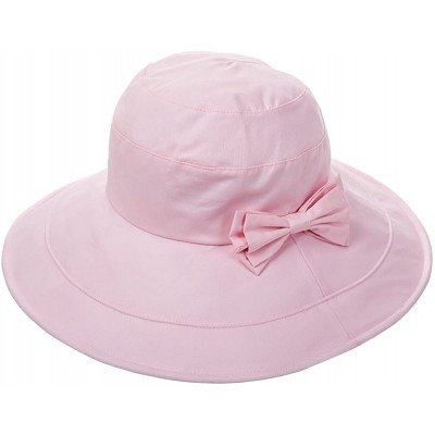 Bucket Hats Womens UPF50 Cotton Packable Sun Hats w/Chin Cord Wide Brim Stylish 54-60CM - 69038_pink - CT12E73Y9MR $23.06