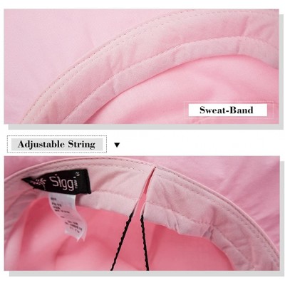 Bucket Hats Womens UPF50 Cotton Packable Sun Hats w/Chin Cord Wide Brim Stylish 54-60CM - 69038_pink - CT12E73Y9MR $23.06