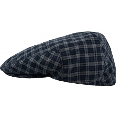 Newsboy Caps Men's Light Weight Cotton Plaid Summer Newsboy Flat Ivy Driving Cap - Navy-gray Check - CV18UK0A0TQ $11.51