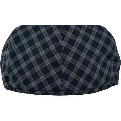 Newsboy Caps Men's Light Weight Cotton Plaid Summer Newsboy Flat Ivy Driving Cap - Navy-gray Check - CV18UK0A0TQ $11.51