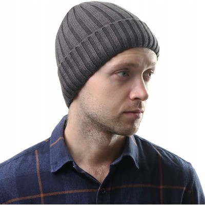 Skullies & Beanies Men's Fleece Wool Cable Knit Winter Beanie Hat - Dark Grey - CD1944LWO05 $13.65