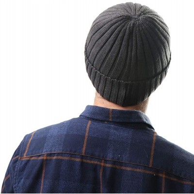 Skullies & Beanies Men's Fleece Wool Cable Knit Winter Beanie Hat - Dark Grey - CD1944LWO05 $13.65