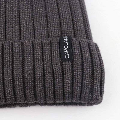 Skullies & Beanies Men's Fleece Wool Cable Knit Winter Beanie Hat - Dark Grey - CD1944LWO05 $13.65