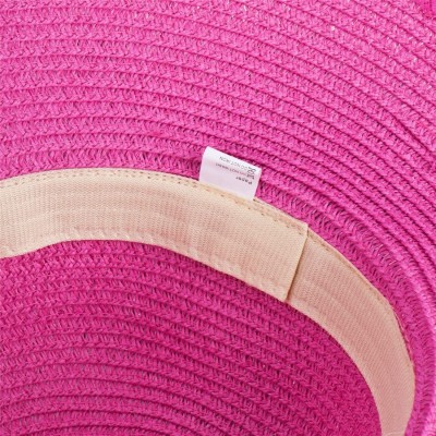 Sun Hats Womens Church Wedding Kentucky Derby Wide Brim Straw Summer Beach Hat A115 - Hot Pink - CR11RISF1WB $23.31