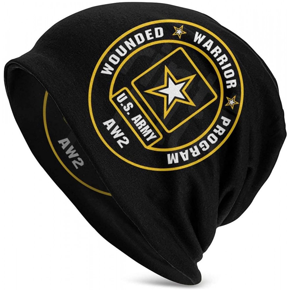 Skullies & Beanies US Army AW2 Wounded Warrior Program Beanie Hat Skull Cap - Black - CG18ADGOD4X $26.30