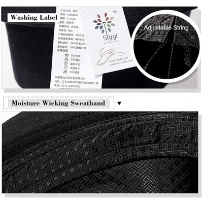 Fedoras 1920/1950 Wool Felt Homburg Gangster Fedora Manhattan Derby Hat Unisex 55-59CM - 68203_navy - CJ18ISNCU6K $48.13