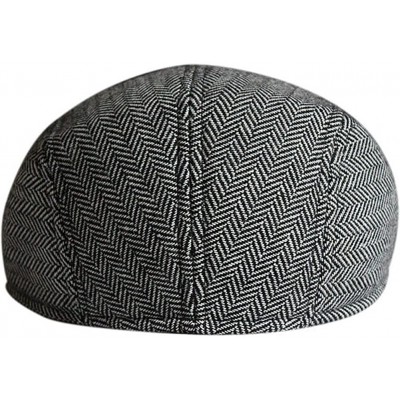 Newsboy Caps Men's Casual Plaid Newsboy Caps - Black White - CS11OBW5UN7 $10.52