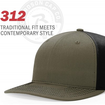 Baseball Caps Unisex 312 Twill-Back Trucker Adjustable Backstrap Baseball Cap - Black/White/Red - C818HE9WG69 $7.94