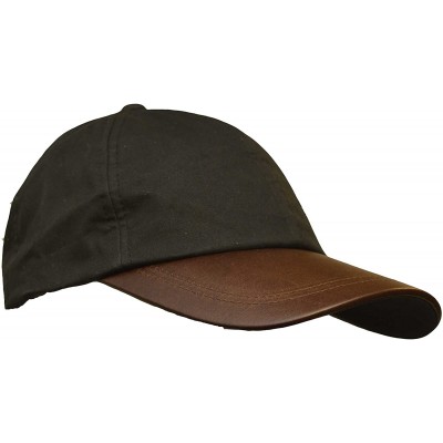 Baseball Caps Mens Ladies Wax Baseball Cap Waxed 100% Cotton Leather Peak One-Size - Black - CC11RBZOSGL $25.61