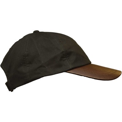 Baseball Caps Mens Ladies Wax Baseball Cap Waxed 100% Cotton Leather Peak One-Size - Black - CC11RBZOSGL $25.61