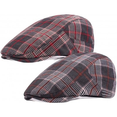 Newsboy Caps Unisex Flat Checker Plaid Ivy Newsboy Cap Hat - 2 Pack-h - CA18L5A8A70 $9.77