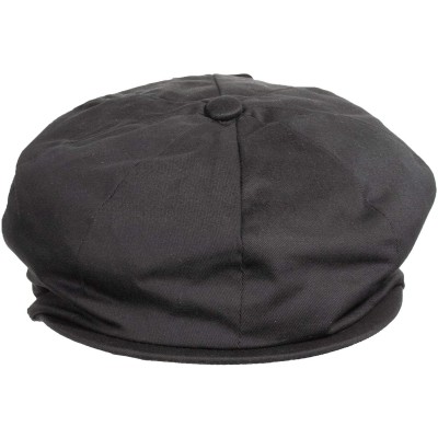 Newsboy Caps Men's Solid Full Shape 100% Cotton Twill Newsboy Driving Cap Bakerboy Cab Hat - Black - CC18YRZEWL8 $11.71