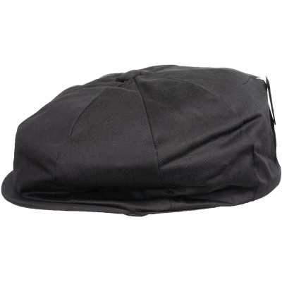 Newsboy Caps Men's Solid Full Shape 100% Cotton Twill Newsboy Driving Cap Bakerboy Cab Hat - Black - CC18YRZEWL8 $11.71