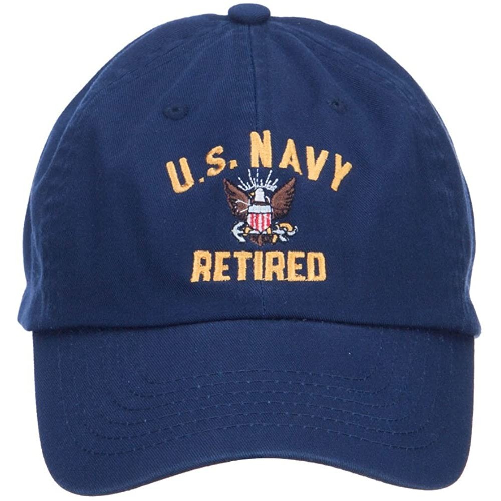 Baseball Caps US Navy Retired Military Embroidered Washed Cap - Navy - CL126E9CH5N $23.33