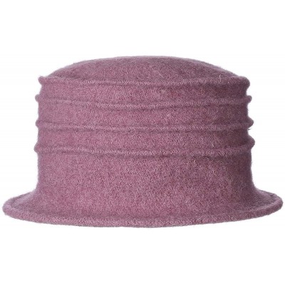 Fedoras Women's Elegant Flower 100% Wool Trimmed Wool Cloche Winter Hat - Purple Pink - CP18IWQ8XA9 $15.25