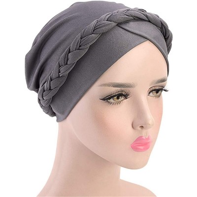 Skullies & Beanies Chemo Cancer Turbans Cap Twisted Braid Hair Cover Wrap Turban Headwear for Women - Single Braid Orange - C...