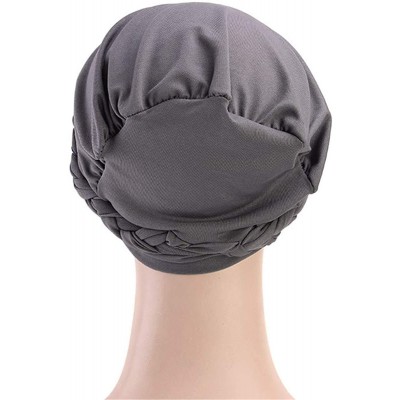 Skullies & Beanies Chemo Cancer Turbans Cap Twisted Braid Hair Cover Wrap Turban Headwear for Women - Single Braid Orange - C...