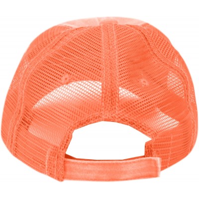 Baseball Caps Low Profile Unstructured HAT Twill Distressed MESH Trucker CAPS - Orange - CJ12NA7V9HI $11.00