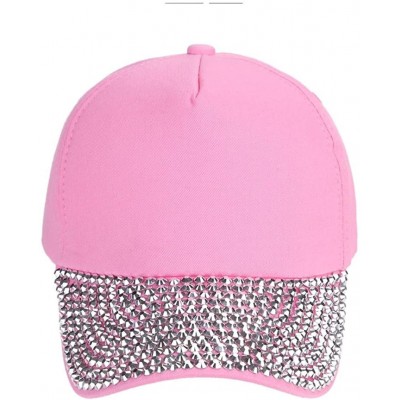 Sun Hats Womens Baseball Cap Rhinestone Paw Shaped Snapback Hat - Pink - C518EGMHU9X $7.93