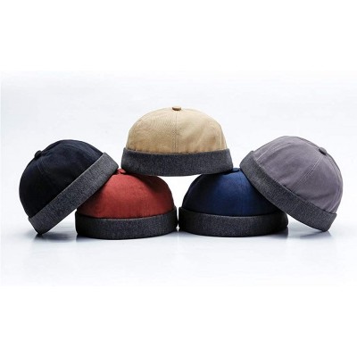 Skullies & Beanies Unisex Cotton Brimless Beanie Hat Adjustable Trendy Skull Cap Sailor Cap - Beige - CW18KDGIL85 $14.29