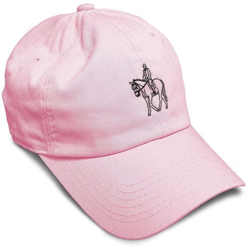 Baseball Caps Custom Soft Baseball Cap Equestrian Outline Embroidery Dad Hats for Men & Women - Soft Pink - CV18SKR7HO5 $16.66