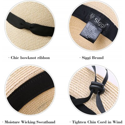 Sun Hats Packable UPF Straw Sunhat Women Summer Beach Wide Brim Fedora Travel Hat Bowknot - 99009_beige - C018E47IND0 $22.08