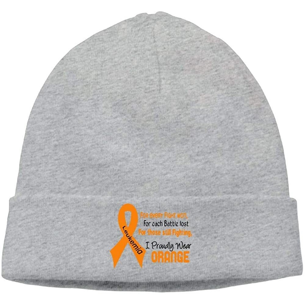 Skullies & Beanies Daily Knit Cap for Men Women- Leukemia Awareness Stocking Cap - Ash - CW18K67I0RU $16.96