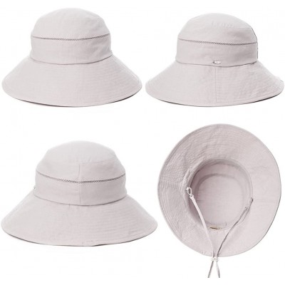 Sun Hats Womens UPF50+ Linen/Cotton Summer Sunhat Bucket Packable Hats w/Chin Cord - 89312_gray - CP18SMCK09N $21.81