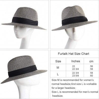 Sun Hats Panama Hat Sun Hats for Women Men Wide Brim Fedora Straw Beach Hat UV UPF 50 - Z-2 Pcs Brown/Black Beige - CA18NRW48...