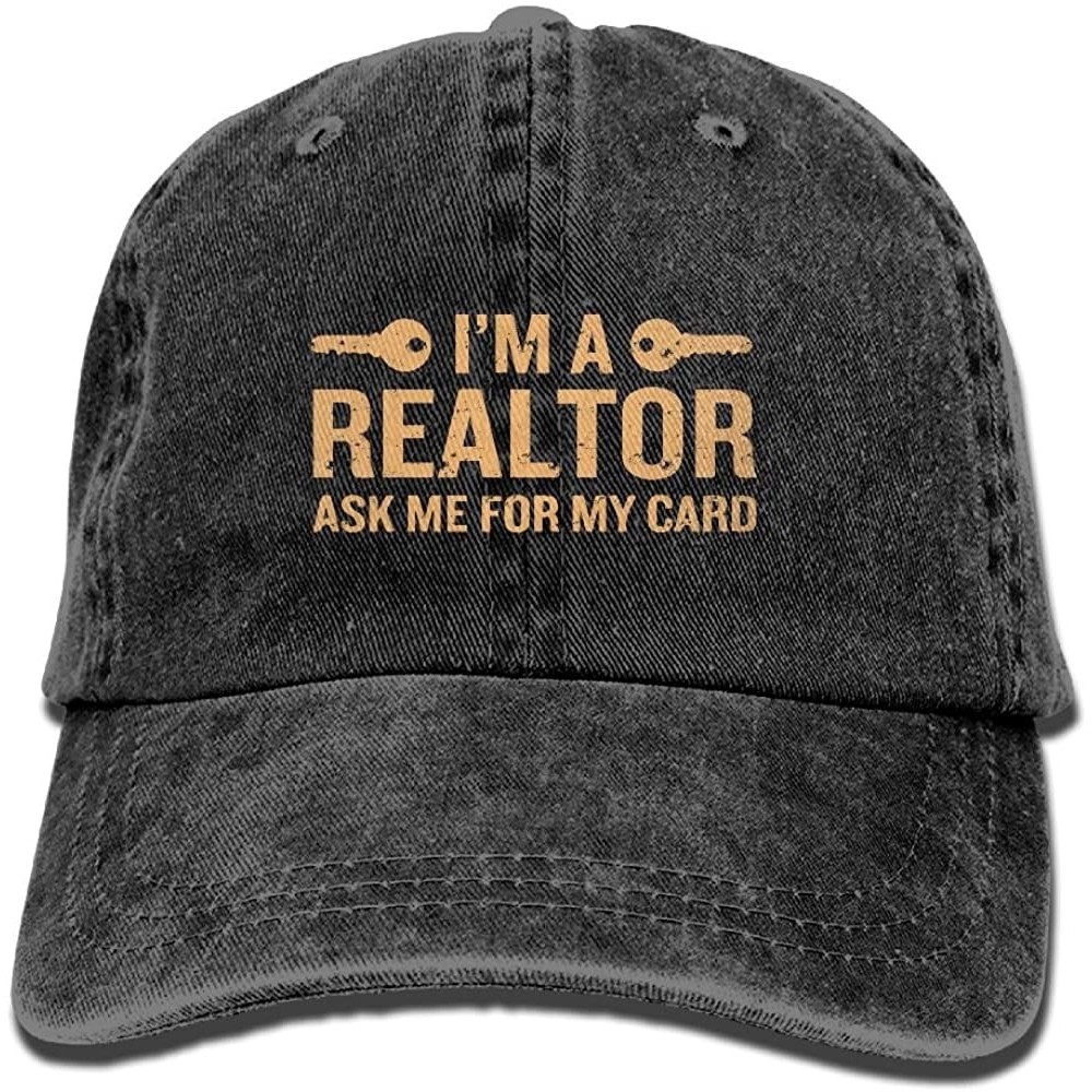 Baseball Caps Unisex I'm A Realtor Dyed Washed Denim Cotton Baseball Cap Hat Black - Black - C318CSDGRGZ $14.57