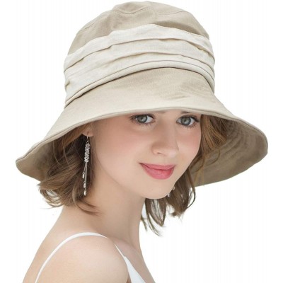 Sun Hats Sun Hats for Women Roll-up Wide Brim Summer Beach Hat Foldable Floppy Cotton Hat - Khaki-strappy Hat - CO18ROM4DAT $...