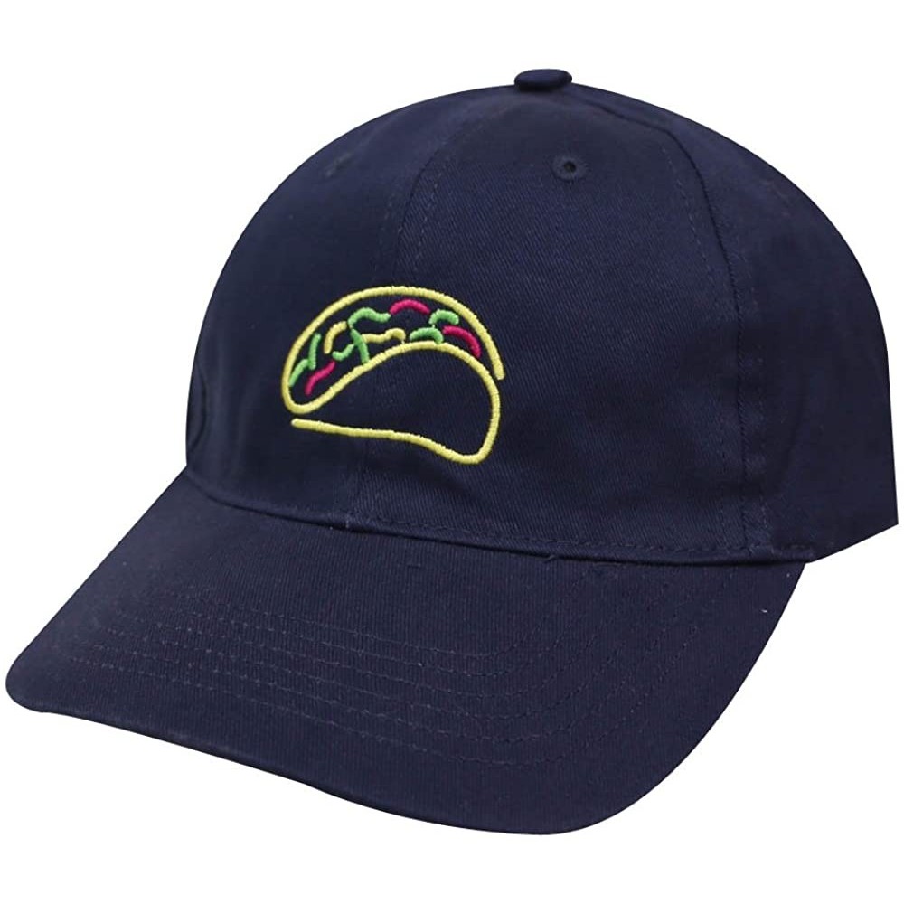 Baseball Caps Taco Emoji Cotton Baseball Cap Dad Hats - Neon Sign Navy - CP185DQEC23 $13.14