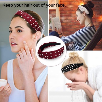 Headbands Knot Headband Headbands Elastic Accessories - Pearl-headband-c - CB18UEMM0SQ $9.63