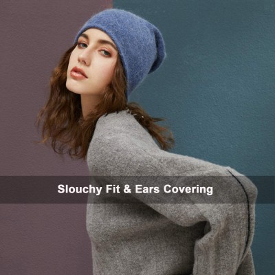 Skullies & Beanies Winter Warm Hats for Women Girls- 2-Layer Faux Rabbit Fur Knit Beanie Skull Cap - 1blue - CY18Z36ORAE $9.96