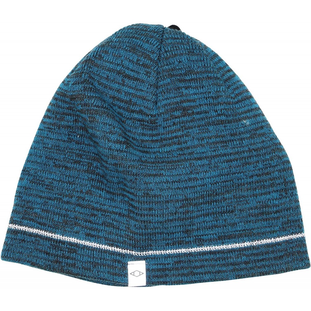 Skullies & Beanies Mens Reflective Marled Beanie Hat - Teal - CG18I7R0E6Q $15.70