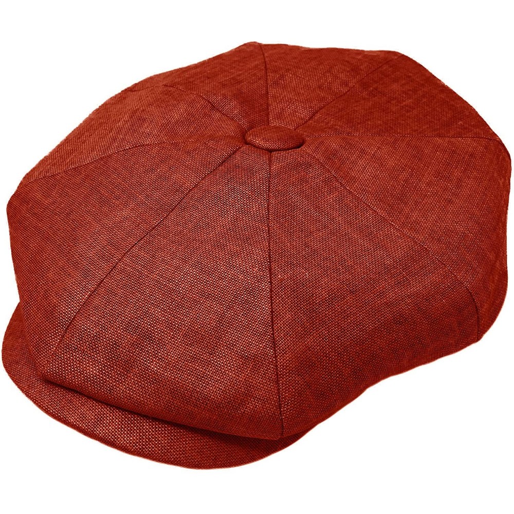 Newsboy Caps Men's 100% Linen Snap Front Newsboy Drivers Cabbie Gatsby Apple Cap Hat - Solid Burgundy - CN1962SHDCH $20.46