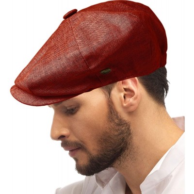 Newsboy Caps Men's 100% Linen Snap Front Newsboy Drivers Cabbie Gatsby Apple Cap Hat - Solid Burgundy - CN1962SHDCH $20.46